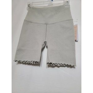 $69 Spiritual Gangster Women's Beige Amara Rib-Knit Wide Biker Shorts Size XS